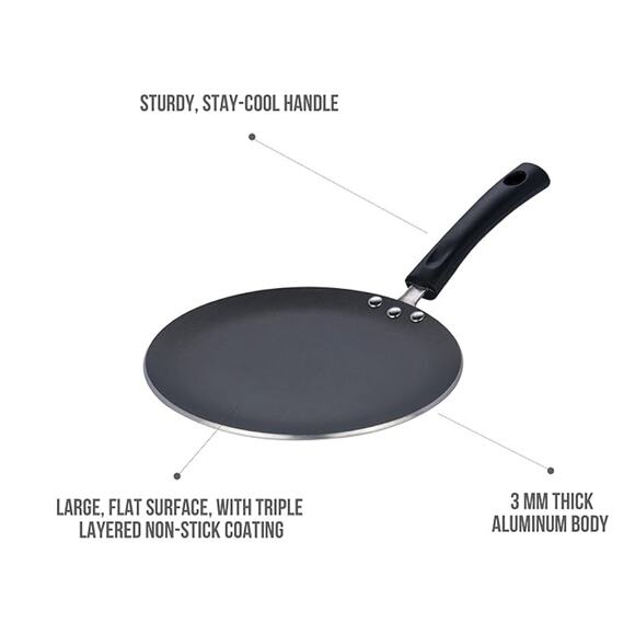 Aluminum Non Stick Concave Tortilla Pan (Roti Tawa) with Induction Base - Picture 2 of 5